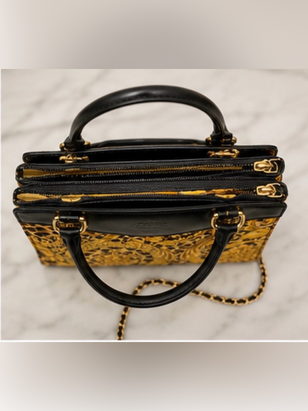 Gianni Versace Vintage Baroque Leopard Top Handle Satchel Shoulder Bag - Picture 5 of 11